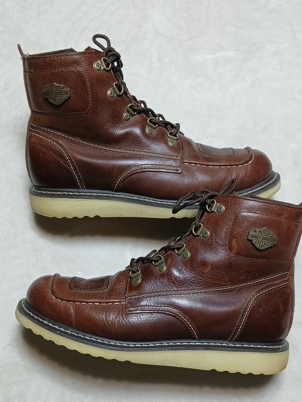 Harley-Davidson Hagerman Brown Leather Moc Toe Lace-Up Boots Size 10.5